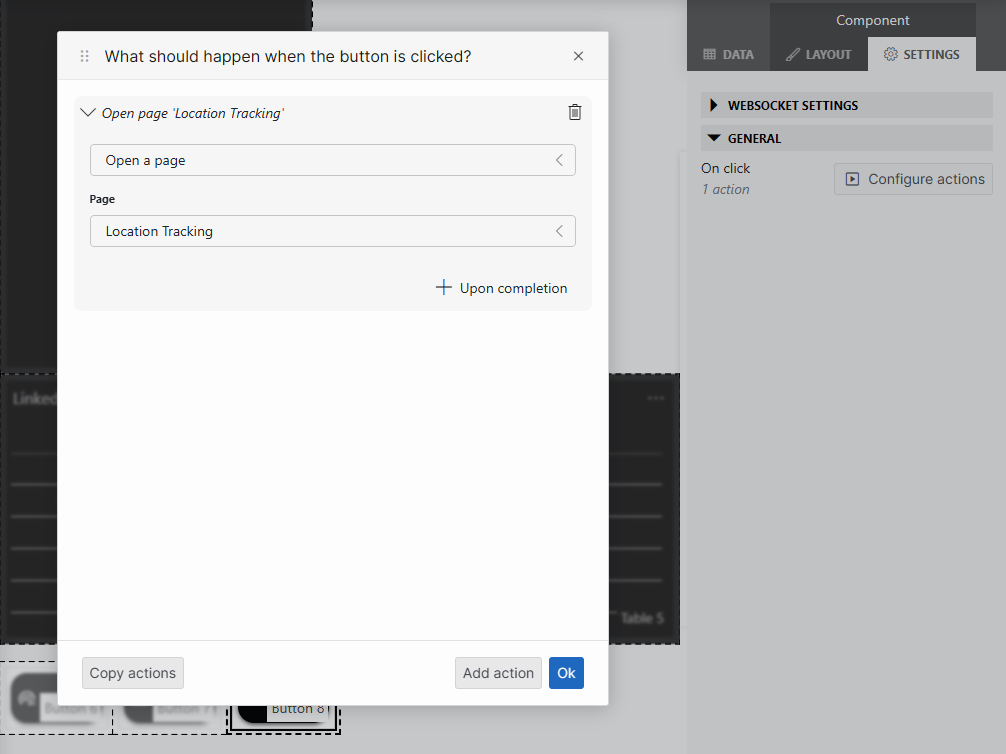 Configure the button actions