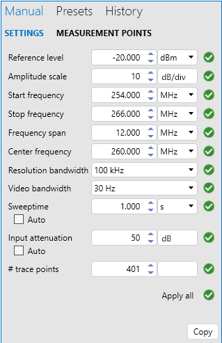 Settings for the Cable preset