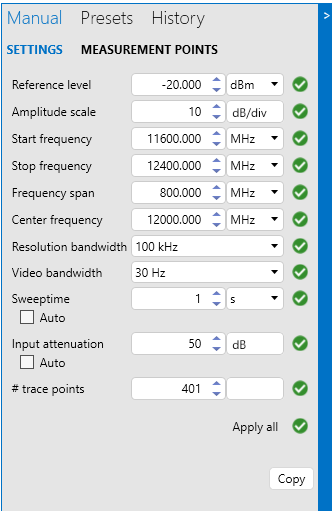 Settings for the Satellite preset