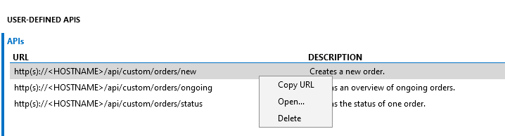 Copying an API URL in DataMiner Cube