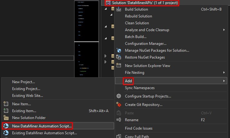 Visual Studio add new Automation script solution