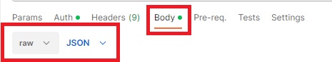 Postman UI add request body
