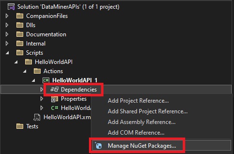 Visual Studio project dependencies