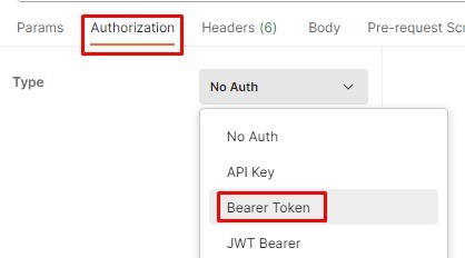 Add bearer token in Postman