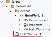 HelloWorld.xml file in Solution Explorer