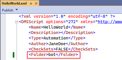 HelloWorld.xml file in editor