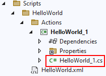 HelloWorld.cs file in Solution Explorer