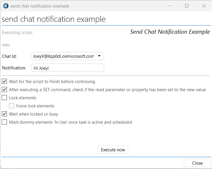 ChatIntegration Examples Send Chat Notification