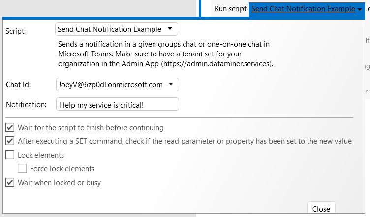 ChatIntegration Examples Correlation Rule script