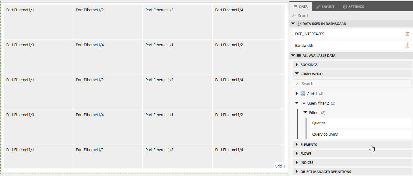 Query Filter in grid visualization